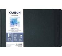 CANSON Art Book Montval - Carnet format paysage 48 pages 25x15cm papier aquarelle grain fin 300g/m², blanc