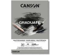 Canson Bloc 30 Feuilles De Papier Polyvalent A5 Graduate Mixed Media 220g Gris