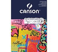 CANSON - Bloc 50 feuillets de papier dessin blanc perforés A4 - 90g/m²