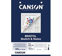 CANSON - Bloc bristol 50 feuillets de papier dessin et notes perforés A5 - 180g/m²