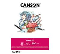 CANSON Bloc de 30 feuilles GRADUATE Manga. A4, 200gr. Blanc, lisse et résistant aux gommages et grattages