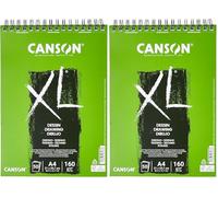 CANSON Bloc de 50 feuilles Croquis et Dessin XL Spirale A4 160g Blanc (Lot de 2)