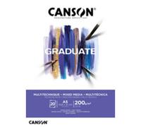 CANSON Graduate Mixed Media - Bloc 20 feuilles de papier polyvalent A3 - 200g/m² - Blanc