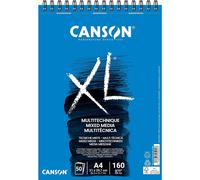 CANSON XL Mix Media - Album spiralé petit côté 30 feuilles - Grain léger - A4-160g/m² - Blanc