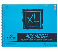 Canson Bloc de Papier mélangé série XL, Lourd, Texture Fine, Taille Lourde pour Supports humides et secs, Reliure à Spirale, 44,5 kg, 35,6 x 43,2 cm, 60 Feuilles, 0, 14_x_17_cm