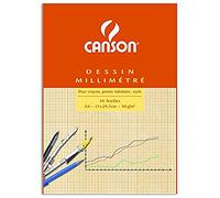 Canson-Infinity Bloc de papier millimétré A4 90 g biste 50 feuilles réglure 180 x 280 mm (67 106)