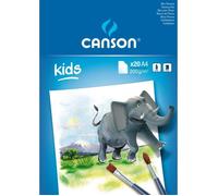 CANSON Kids Peinture - Bloc 20 feuilles A4 - Grain léger - 200g/m² - Blanc