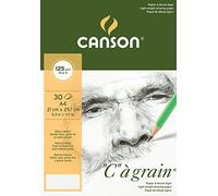 CANSON "C" à Grain - Bloc 30 feuilles de papier croquis - Grain fin - A4 - 125g/m² - Blanc naturel