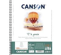 CANSON "C" à Grain - Album spiralé 30 feuilles de papier dessin - Grain fin - A4+ 180g/m² - Blanc