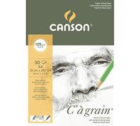CANSON "C" à Grain - Bloc 30 feuilles de papier croquis - Grain fin - A4 - 125g/m² - Blanc naturel