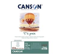 CANSON 'C' à Grain - Bloc 30 feuilles de papier dessin A3 - 224g/m² - Blanc naturel