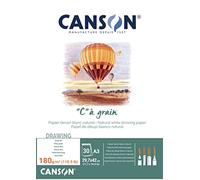 CANSON "C" à Grain - Bloc 30 feuilles de papier dessin - Grain fin - A3 - 180g/m² - Blanc naturel