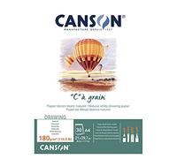 CANSON "C" à Grain - Bloc 30 feuilles de papier dessin - Grain fin - A4 - 180g/m² - Blanc naturel