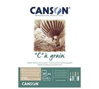 CANSON "C" à Grain - Bloc 30 feuilles de papier dessin teinté - Grain fin - A4 - 250g/m² - Ocre jaune chiné