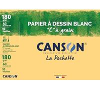 Canson-Infinity Papier à dessin C à Grain – Pochette 10 feuilles A3 180 g/m² blanc