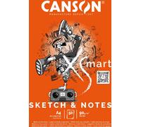 CANSON C32250P003 Bloc à dessin Sketch - A4, 50 feuilles, 90 g/qm, blanc