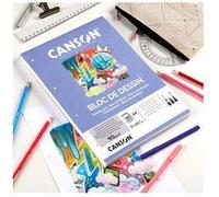 CANSON - Bloc 50 feuillets de papier dessin blanc perforés A4 - 90g/m²