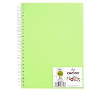Canson Carnet de 50 feuilles notes et dessin format A5 120g spiralé couverture polypro Vert