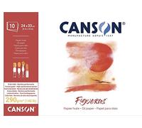 CANSON Figueras - Bloc 10 feuilles de papier blanc pour peinture à l'huile - Grain toile de lin - 24 x 33 cm - 290g/m²