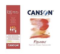 CANSON Figueras - Bloc 10 feuilles de papier blanc pour peinture à l'huile - Grain toile de lin - 33 x 41 cm - 290g/m²