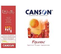 CANSON Figueras - Bloc 10 feuilles de papier huile - Grain toile de lin - 21 x 29,7 cm - 290g/m² - Blanc, A4
