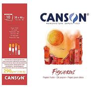 CANSON Figueras - Bloc 10 feuilles de papier huile - Grain toile de lin - 38 x 46c m - 290g/m² - Blanc