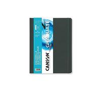 CANSON Graduate Book Aquarelle - Carnet cousu 56 pages - Double Face : Grain fin et Grain léger - 21,6 x 27,9 cm - 250g/m² - Blanc