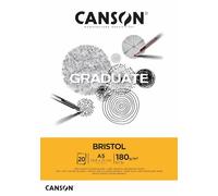 CANSON Graduate Bristol - Bloc 20 feuilles de papier extra-blanc A5 180g/m²