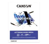 Canson-Infinity Bloc Graduate Lettering Mixed Media – 20 feuilles A4, 200 g/m² – Blanc