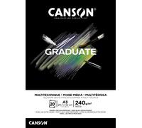 CANSON Graduate Mixed Media - Bloc 20 feuilles - Papier multitechnique - A3-240g/m² - Noir profond