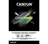 CANSON Graduate Mixed Media - Bloc 20 feuilles - Papier multitechnique - A4-240g/m² - Noir profond