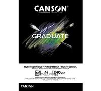 CANSON Graduate Mixed Media - Bloc 20 feuilles - Papier multitechnique - A5-240g/m² - Noir profond