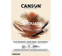 CANSON Graduate Mixed Media - Bloc 30 feuilles de papier polyvalent A3 - 220g/m² - Naturel