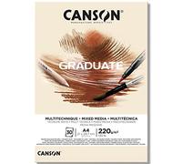 CANSON Graduate Mixed Media - Bloc 30 feuilles de papier polyvalent A4 - 220g/m² - Naturel