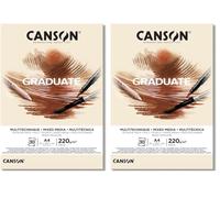CANSON Graduate Mixed Media - Bloc 30 feuilles de papier polyvalent A4-220g/m² - Naturel (Lot de 2)