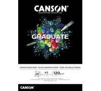CANSON Graduate Papier dessin noir - Bloc 20 feuilles A3 - 120g/m²