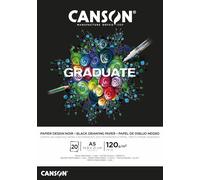 CANSON Graduate Papier dessin noir - Bloc 20 feuilles A5 - 120g/m²