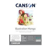 CANSON Illustration - Bloc 12 feuilles de papier illustration, BD, Manga - A4 - 250g/m² - Blanc