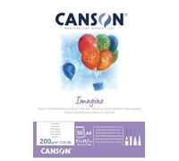 CANSON Imagine - Bloc 50 feuilles - Papier multitechnique - Grain léger - A4 - 200g/m² - Blanc