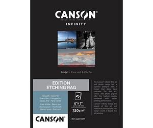 CANSON Infinity - Edition Etching Rag - Boîte 25 feuilles de papier photo édition d'art 12,7x17,8cm - 310g/m² - Blanc Pur