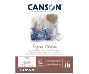CANSON Ingres Vidalon - Bloc 30 feuilles de papier dessin vergé - 32 x 41 cm - 100g/m² - Blanc