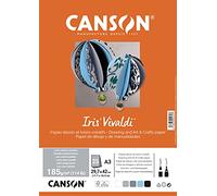 CANSON Iris Vivaldi - Paquet 25 feuilles de papier A3 - 185g/m² - Assortiment de gris