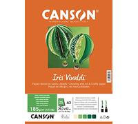 CANSON Iris Vivaldi - Paquet 25 feuilles de papier A3 - 185g/m² - Assortiment de vert