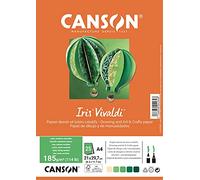 CANSON Iris Vivaldi - Paquet 25 feuilles de papier couleur A4 - 185g/m² - Assortiment de vert