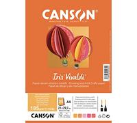 CANSON Iris Vivaldi - Paquet 25 feuilles de papier couleur A4 - 185g/m² - Assortiment jaune/rose/rouge