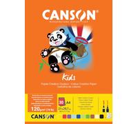 CANSON Kids Création couleur - Bloc 30 feuilles A4 - 120g/m² - 10 couleurs assorties