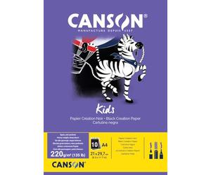 CANSON Kids Création noir - Bloc 10 feuilles - A4 - 220g/m² - Noir