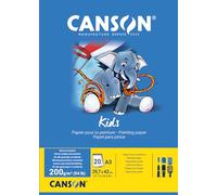 CANSON Kids Peinture - Bloc 20 feuilles A3 - Grain léger - 200g/m² - Blanc