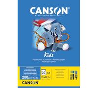 CANSON Kids Peinture - Bloc 20 feuilles A4 - Grain léger - 200g/m² - Blanc