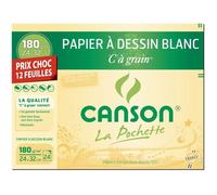 CANSON La Pochette ""C"" à Grain Papier à dessin 240 x 320 mm 12 feuilles blanc